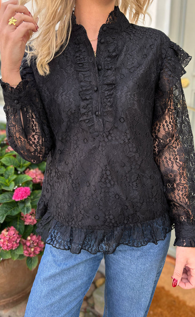 INA Copenhagen Bluse - Pia Lace - Black