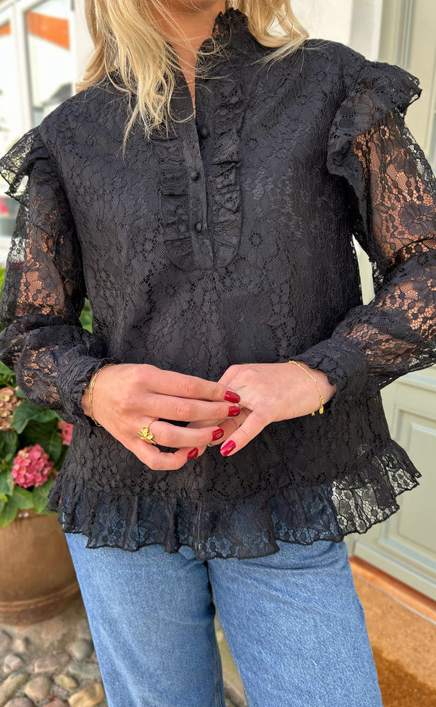 INA Copenhagen Bluse - Pia Lace - Black