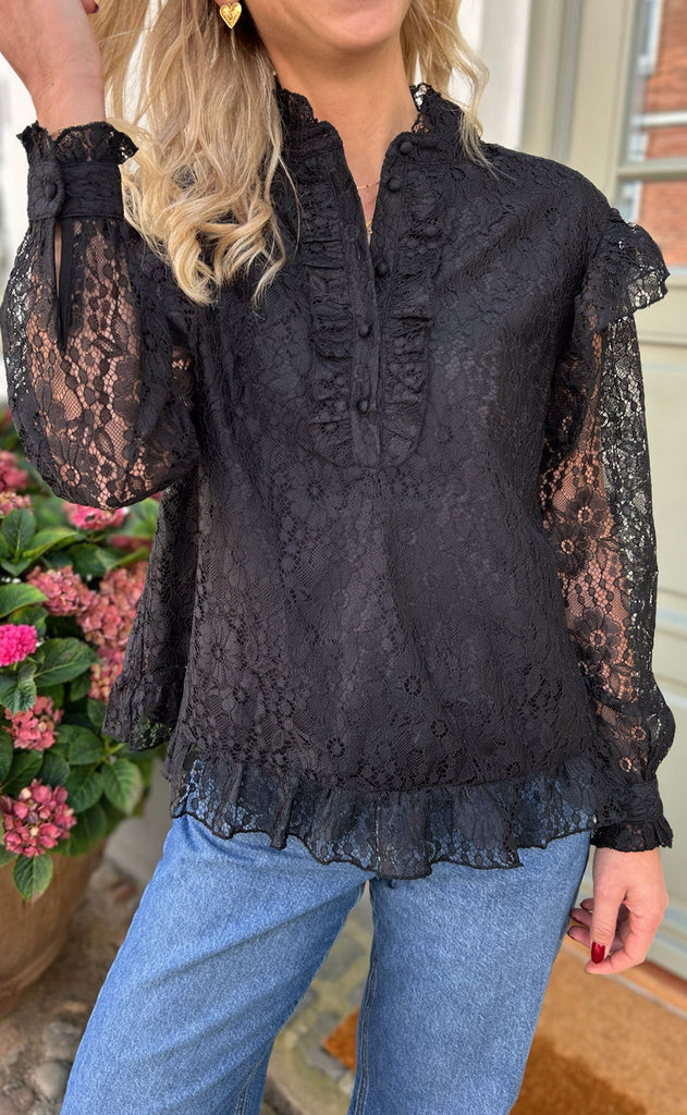 INA Copenhagen Bluse - Pia Lace - Black