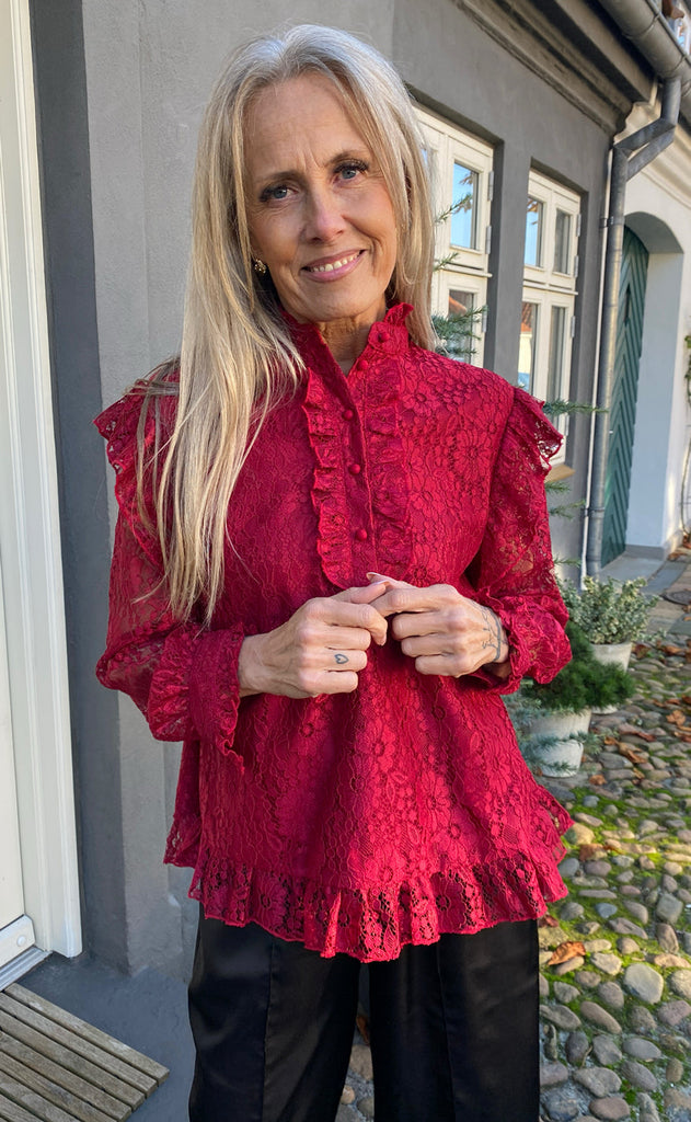 INA Copenhagen Bluse - Pia Lace - Bordeaux