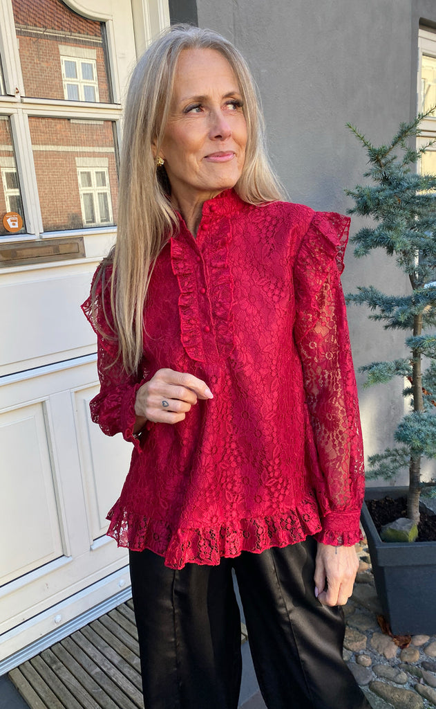 INA Copenhagen Bluse - Pia Lace - Bordeaux