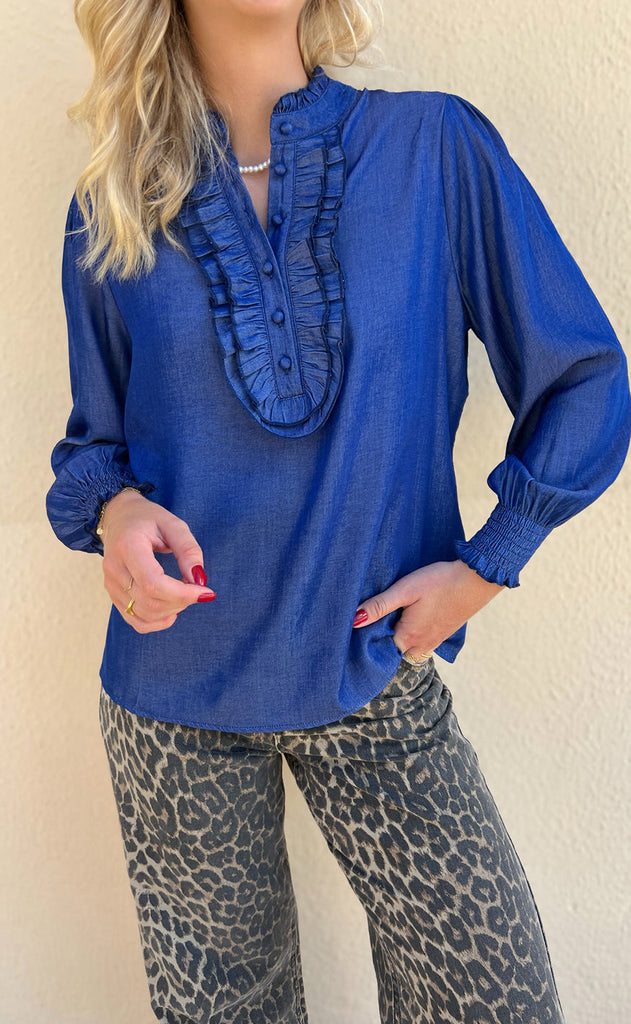 INA Copenhagen Bluse / Skjorte - Cami - Dark Denim Blue