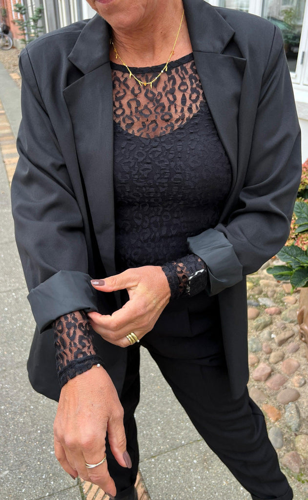 INA Copenhagen Bluse - Sofia - Black Leopard Lace