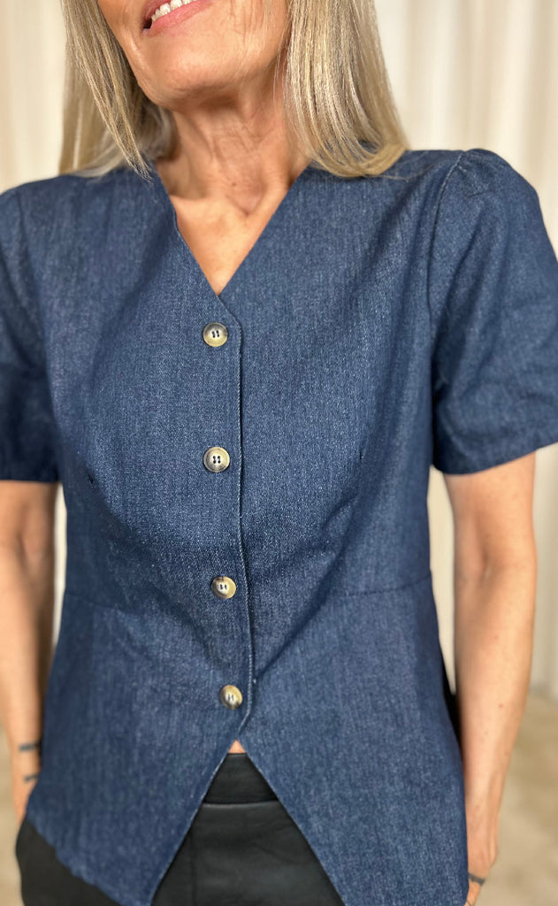 INA Copenhagen Bluse - Venja - Dark Blue Denim