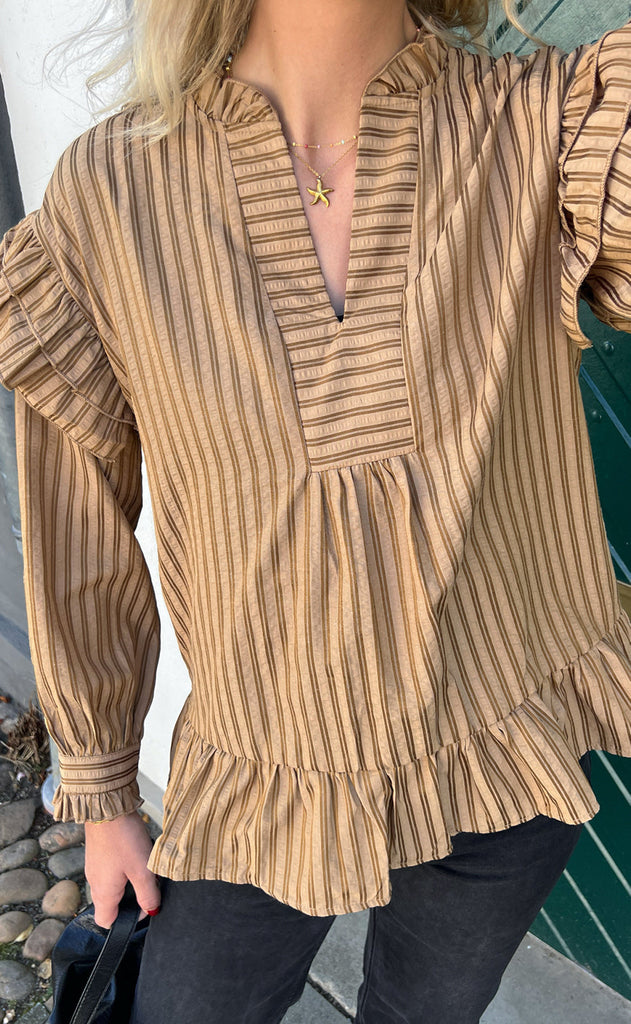 INA Copenhagen Bluse - Wilja - Brown Striped