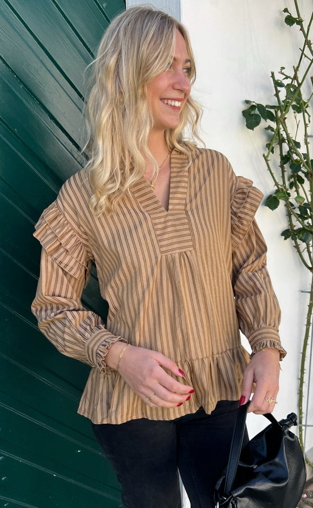 INA Copenhagen Bluse - Wilja - Brown Striped