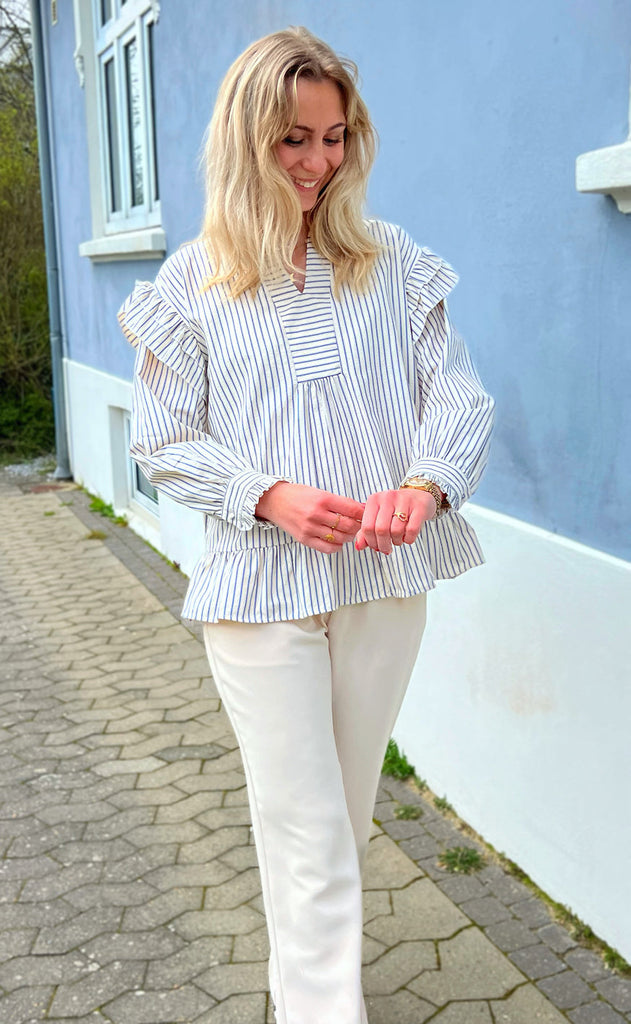 INA Copenhagen Bluse - Wilja - White/Blue Stripes