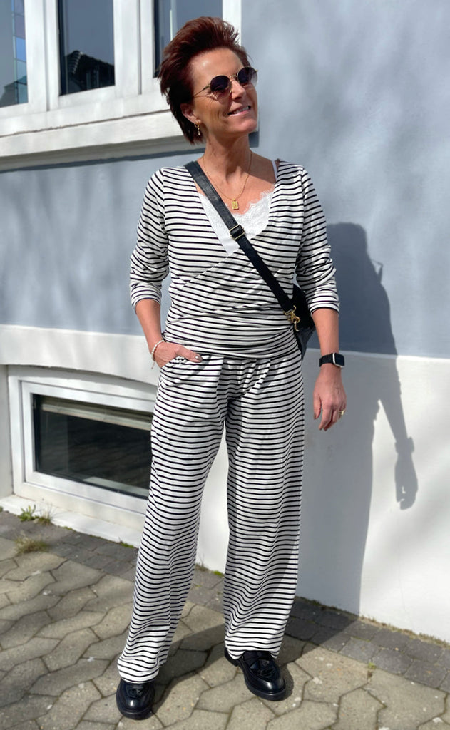 INA Copenhagen Bukser - Kasia - Black / White Striped