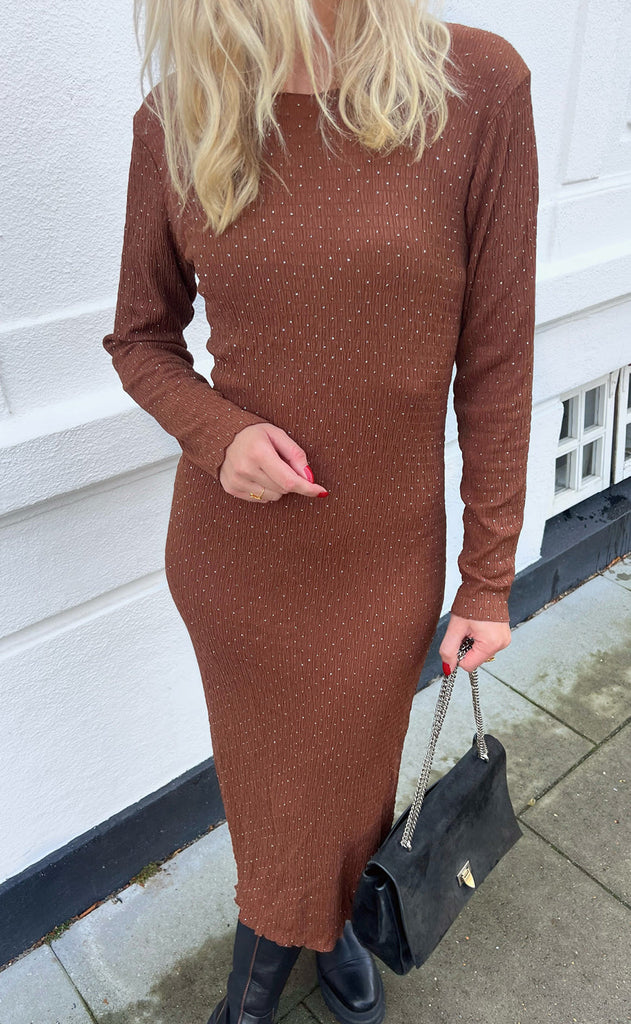 INA Copenhagen Kjole - Anita - Brown W. Gold Dots