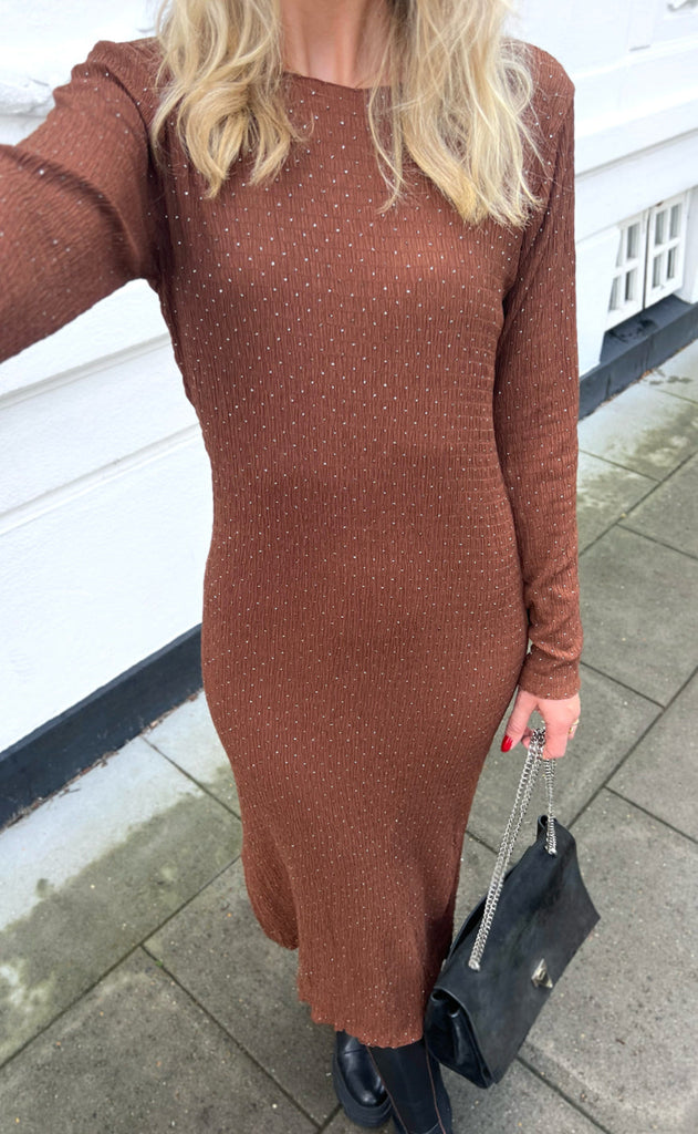 INA Copenhagen Kjole - Anita - Brown W. Gold Dots