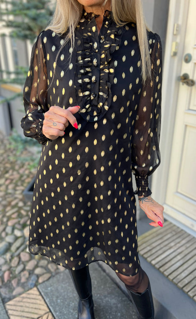 INA Copenhagen Kjole - Cami - Black W. Gold Dots