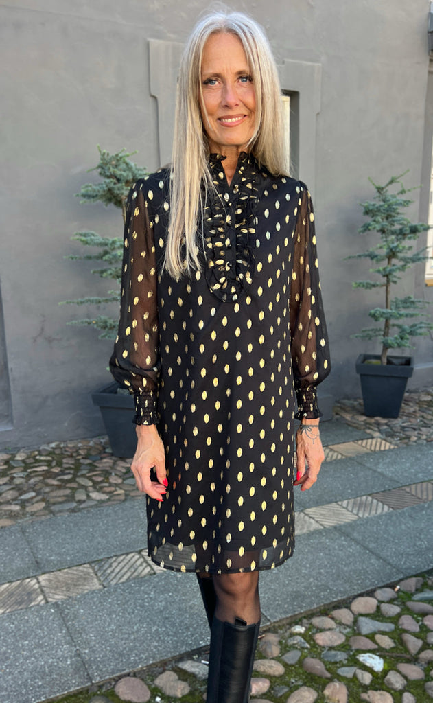 INA Copenhagen Kjole - Cami - Black W. Gold Dots