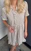 INA Copenhagen Kjole - Catja Summer - White / Brown Striped