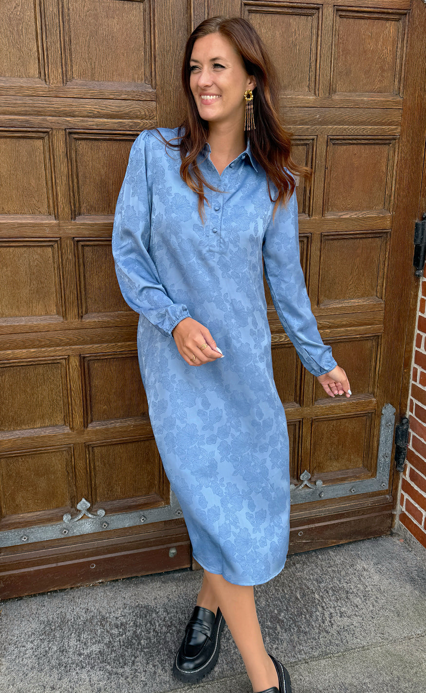 INA Copenhagen Kjole - Celeste LS - Blue Flower