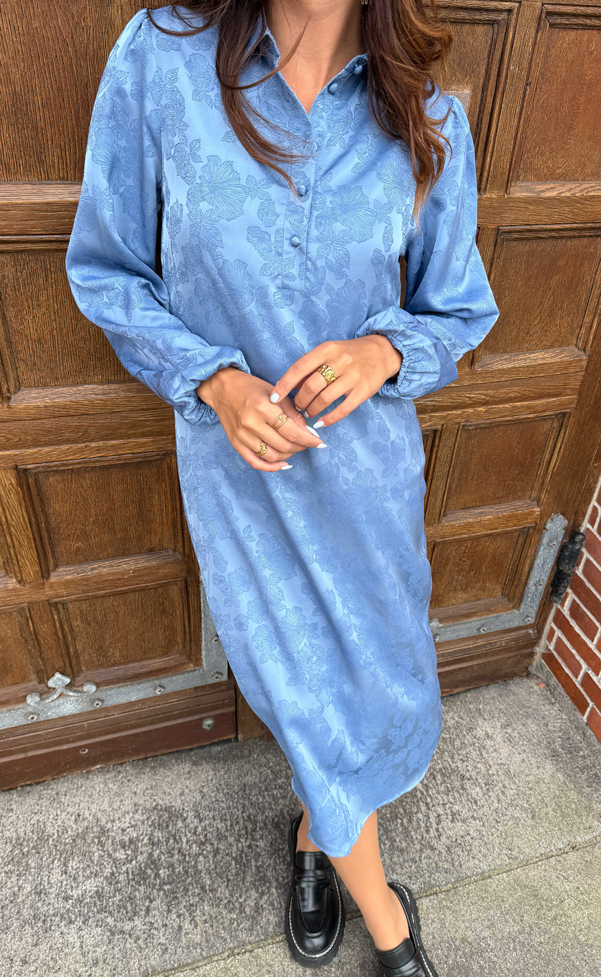 INA Copenhagen Kjole - Celeste LS - Blue Flower