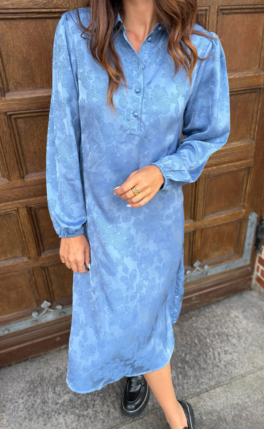 INA Copenhagen Kjole - Celeste LS - Blue Flower