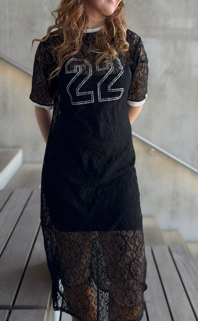 INA Copenhagen Kjole - Susanna Football - Black Lace (vendbar)