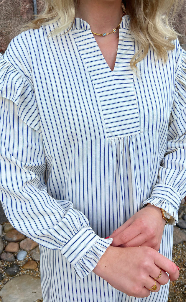 INA Copenhagen Kjole - Wilja - White/Blue Stripes