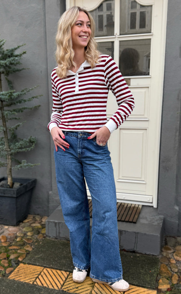 INA Copenhagen Polo / Bluse - Pamela - Bordeaux Striped