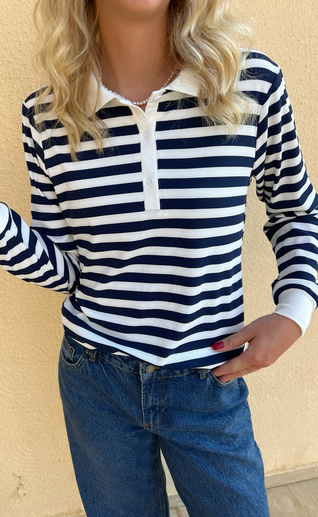 INA Copenhagen Polo / Bluse - Pamela - Navy Striped