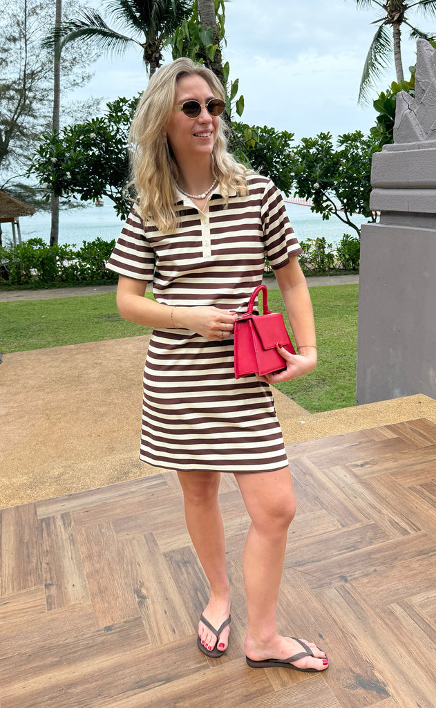 INA Copenhagen Polo Kjole - Pamela - Brown Striped