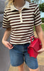 INA Copenhagen Polo T-Shirt - Pamela Summer - Brown Striped