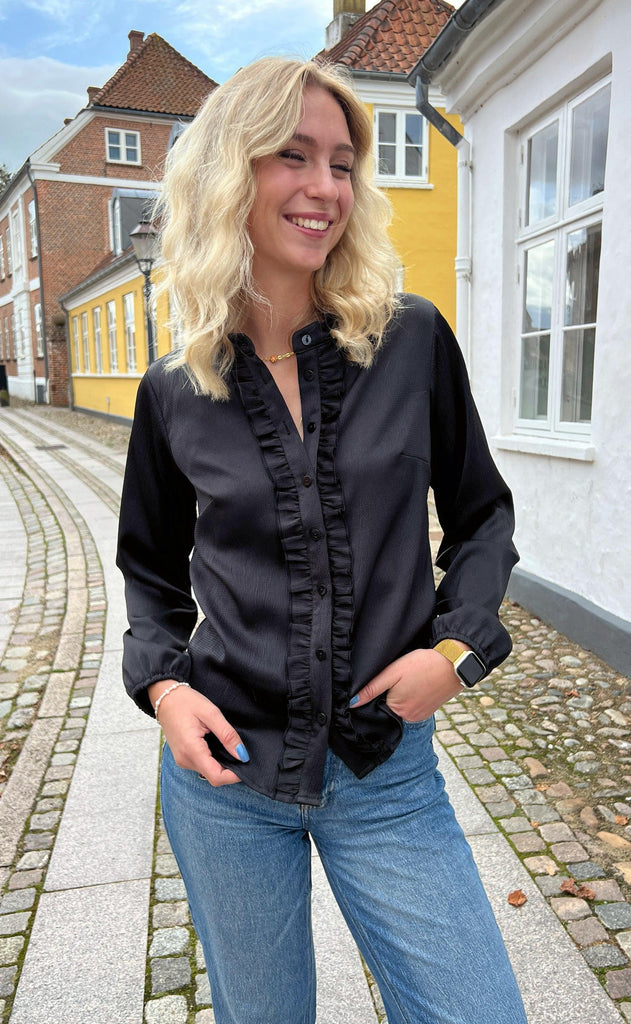 INA Copenhagen Skjorte - Florina - Shiny Black