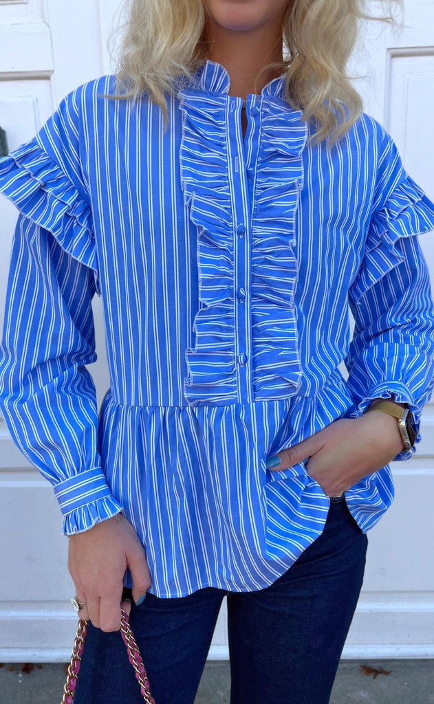 INA Copenhagen Skjorte - Frida - Dark Blue Striped