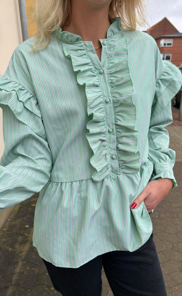 INA Copenhagen Skjorte - Frida - Green Striped