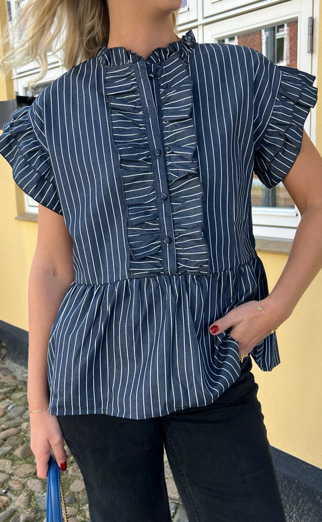 INA Copenhagen Top - Freya - Denim Blue Pinstripe