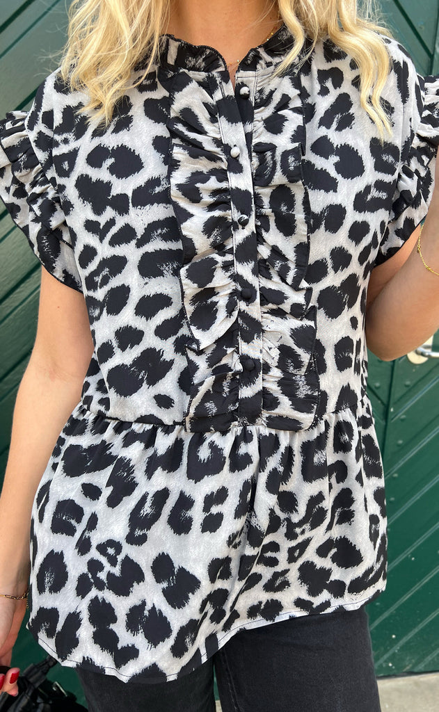 INA Copenhagen Top - Freya - Grey Leopard