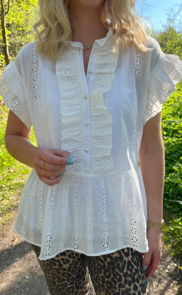 INA Copenhagen Top - Freya - White Broderie Anglaise