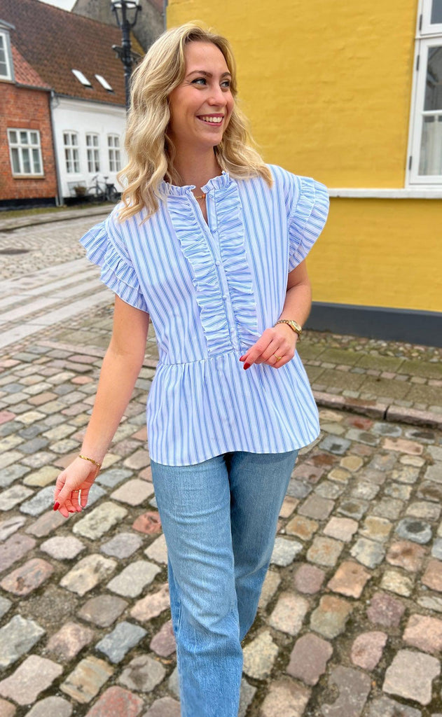 INA Copenhagen Top - Freya - White/Blue Striped