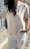 Say INA Copenhagen Top - Catja - Off White W. Stripes