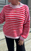 Say INA Copenhagen Strik - Sanna - Red Striped W. Pink Details