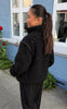 Say INA Copenhagen Fleece Jakke - Fia - Black W. Black Embroidery Hearts