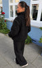Say INA Copenhagen Fleece Jakke - Fia - Black W. Black Embroidery Hearts