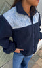 Say INA Copenhagen Jakke - Fia Fleece - Navy Blue W. Blue Flowers