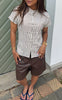 Say INA Copenhagen Top - Louise - White / Brown Striped