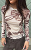 Say INA Copenhagen Bluse - Sophia Mesh - Big Brown Flowers