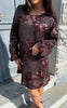 Say INA Copenhagen Kjole - Ava Sequin - Dark Brown Sequin W. Flowers