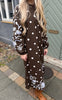 Say INA Copenhagen Kjole - Tilde Long - Dark Brown W. White Dots & Embroidery