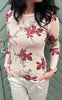 Say INA Copenhagen Bluse - Sophia Mesh - Creme W. Burgundry Flowers