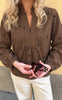 Say INA Copenhagen Bluse - Winnie New - Brown Striped W. Embroidery Hearts