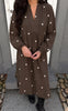 Say INA Copenhagen Kjole - Winnie New LS - Dark Brown W. Off White Embroidery Hearts