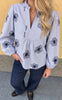 Say INA Copenhagen Bluse - Winnie New - Blue Striped W. Navy Flowers