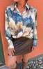 Say INA Copenhagen Skjorte - Gilly - Blue w. Colourful Flowers