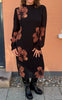 Say INA Copenhagen Kjole - Emma Plisse - Black w. Brown Flowers
