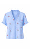 Say INA Copenhagen Top - Catja - Blue Striped W. Red Cherries