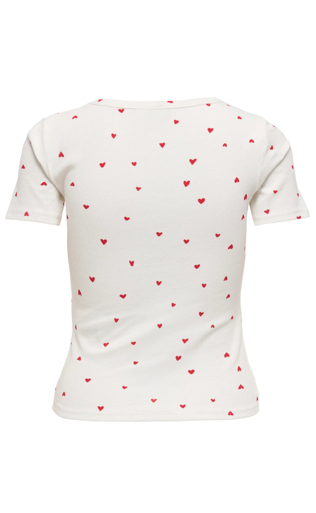 JDY Bluse - Sofia - Cloud Dancer/Chinese Red Heart